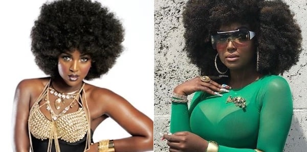 A picture of Amara La Negra before (left) and after (right).